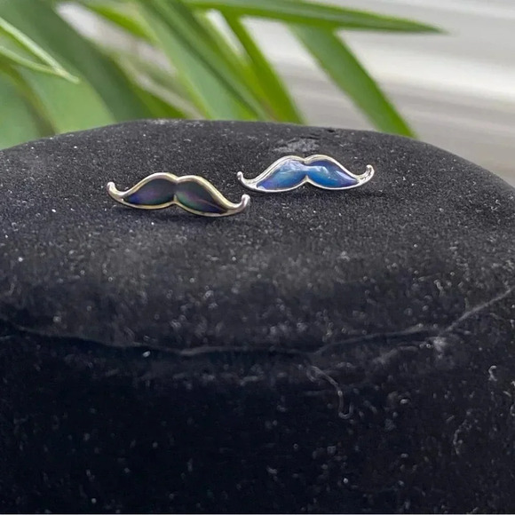 Mood Changing Mustache  Pierced Earrings - Picture 1 of 9